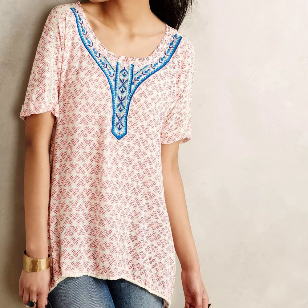 Holding Horses Aron Tunic Top Size S Bohemian Shabby Chic Embroidered Prairie‎
